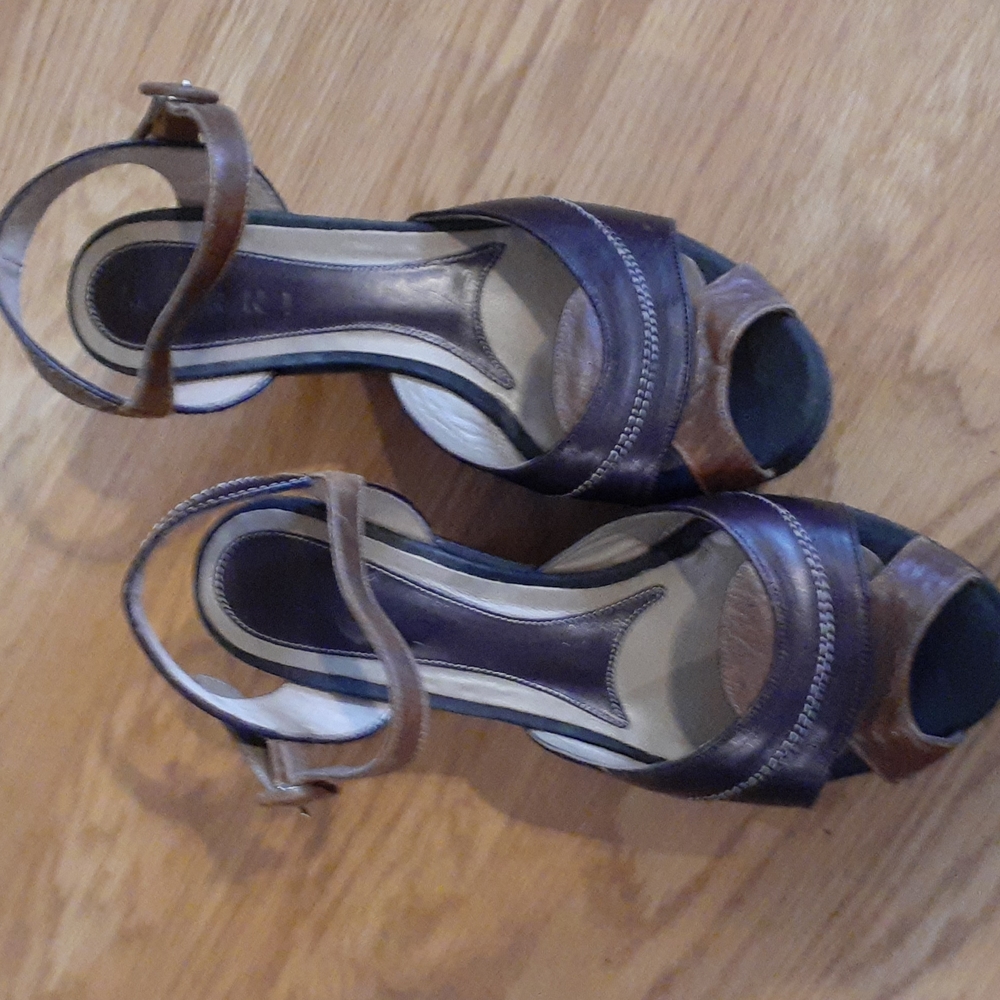 MARNI Brown Leather Platform Wedges Sandals Sz 37/7 - Picture 5 of 13